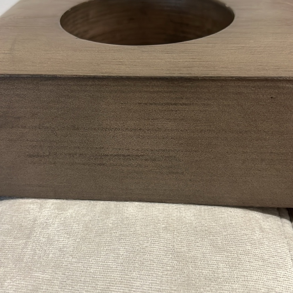 Lovesac Sactionals straight arm drink holder- weathered Ash wooden cupholder - Picture 4 of 6